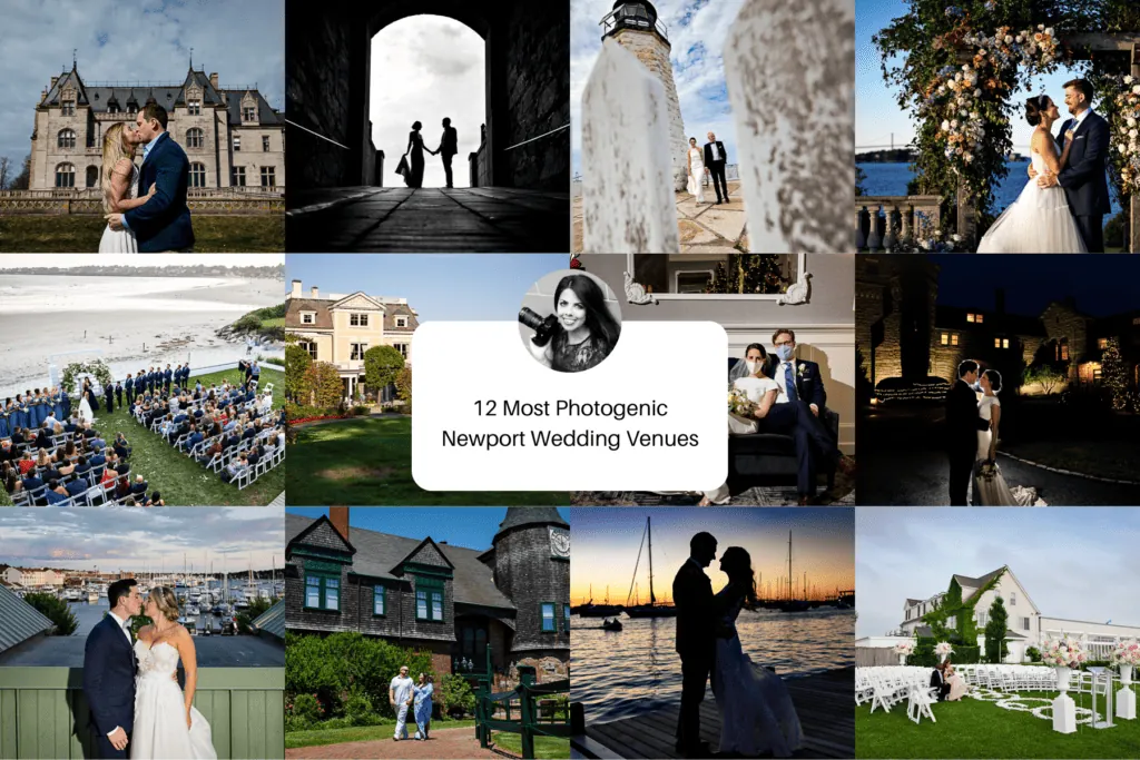 Grid collage showing pictures of the 12 most photogenic Newport Wedding Venues